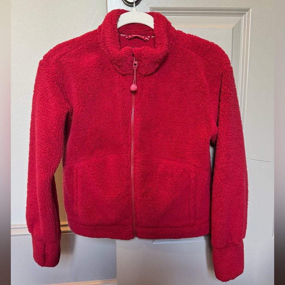 Athleta Girl Red Fleece Jacket Sz L (12)